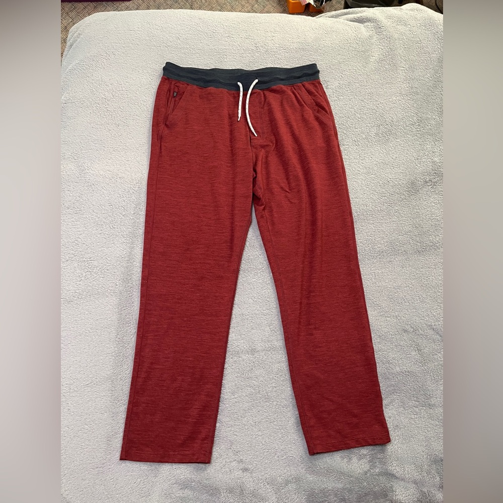 Marine Layer Weekend Sport Straight Leg Pants Mens Large L Red Burgundy